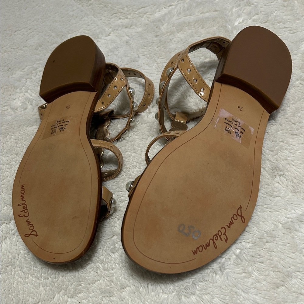 Sam Edelman Tan Pearl Embellished Sandals - Picture 2 of 2